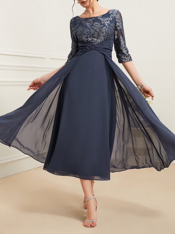 Damen Abendkleid Elegant Chiffon Maxikleid Festliche Party Frühling/Herbst