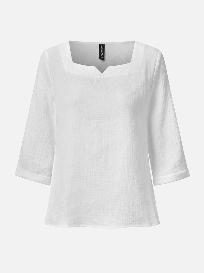 Damen Gestreift Weit Bluse Elegante Gekerbt Einfach Shirts