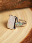 Retro Weiß Opal Alt Silber Ring